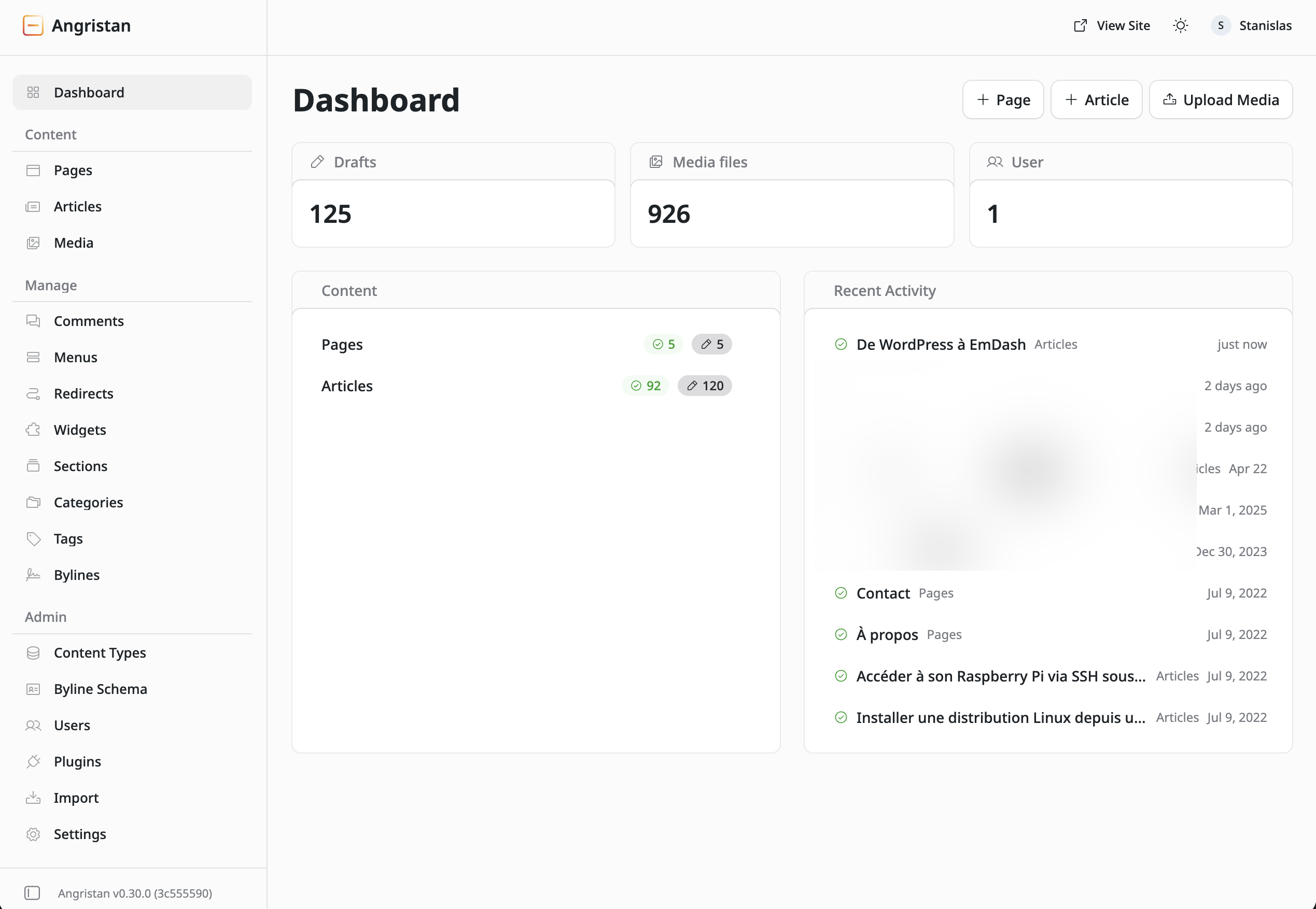 EmDash admin