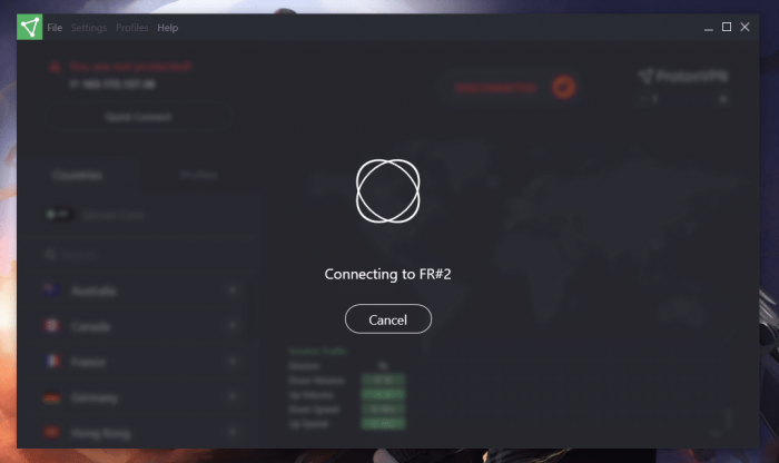 Connexion serveur client ProtonVPN