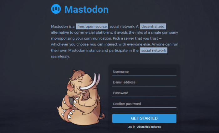 Landing Page Mastodon